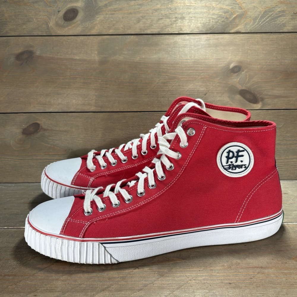pf flyers mens size 15 shoes red canvas hightop comfort causal sneakers